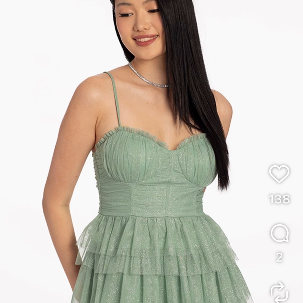 City Vibe Women's/Junior’s Sage and Silver Dress